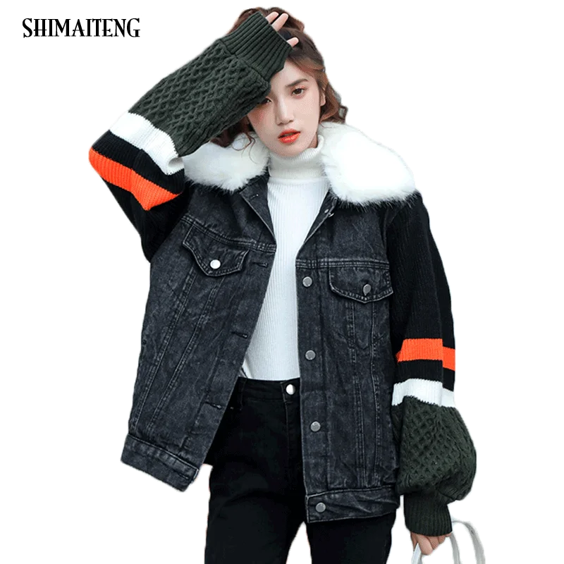 Вельветовая Толстая джинсовая куртка для женщин 2020 зимняя Корейская винтажная с