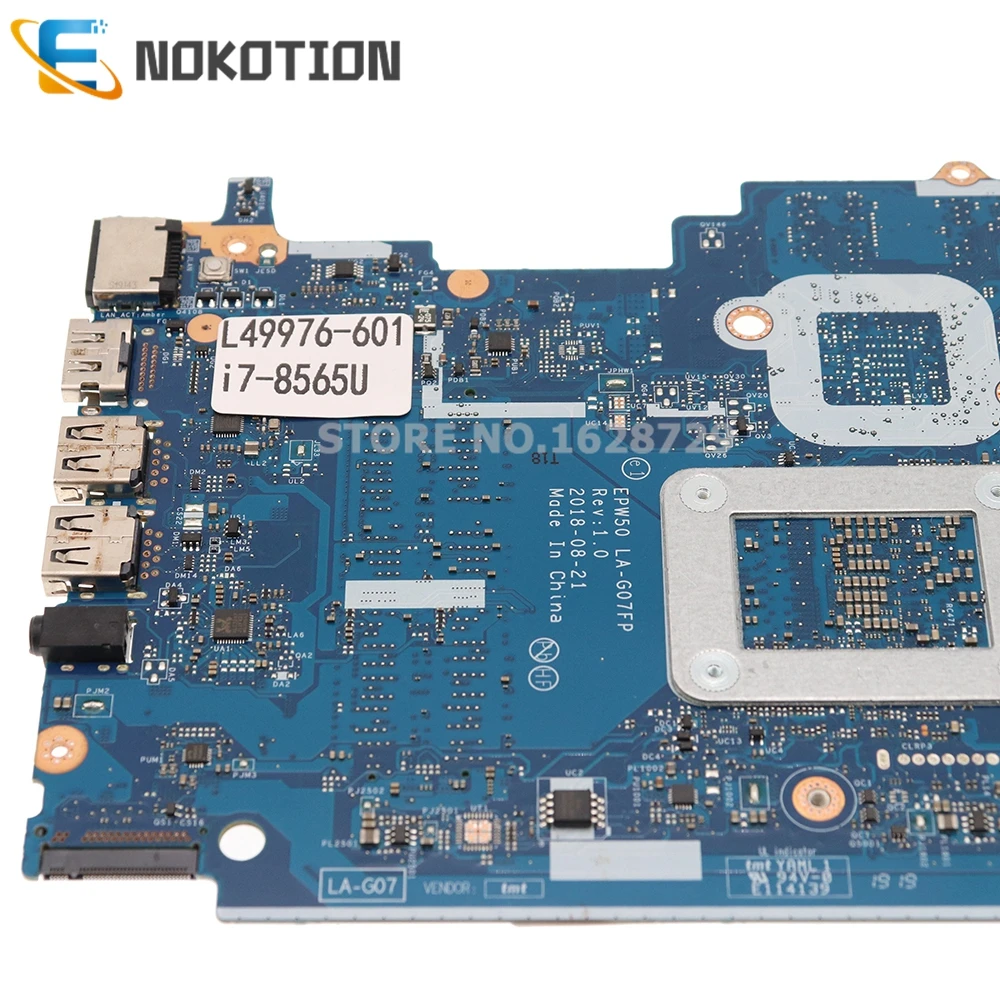 NOKOTION для HP 250 G7 256 материнская плата ноутбука I7-8565U ЦП DDR4 L49976-601 L49976-001 EPW50 |