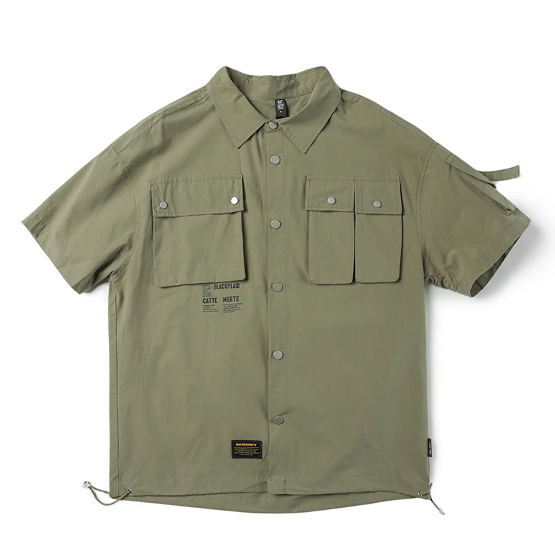 Двойные Карго карманы оливковый 1990S старый стиль мужские рабочие рубашки Vintagewear