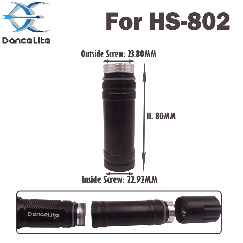 1 шт. удлинительная трубка для фонарика 18650 корпус из алюминиевого сплава 802 (23 80 мм