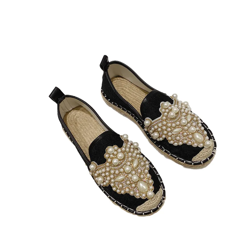

Round Toe Retro Woman Shoes Slip-on Crystal Female Footwear Autumn Elegant Casual Sneaker Slip On Rhinestone Dress Fall New