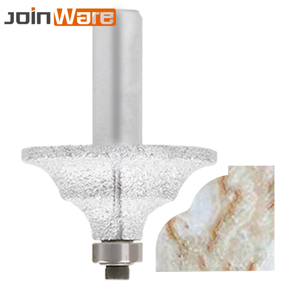 

II Vacuum Brazed Diamond Router Bits for Granite Marble Router Cutter with 1/2" Shank Profiling Cutting Stone Edge Grit 60 1Pc