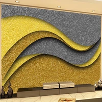 custom self adhesive waterproof mural wallpaper modern fashion 3d stereo golden ripple wave curve fresco living room tv stickers