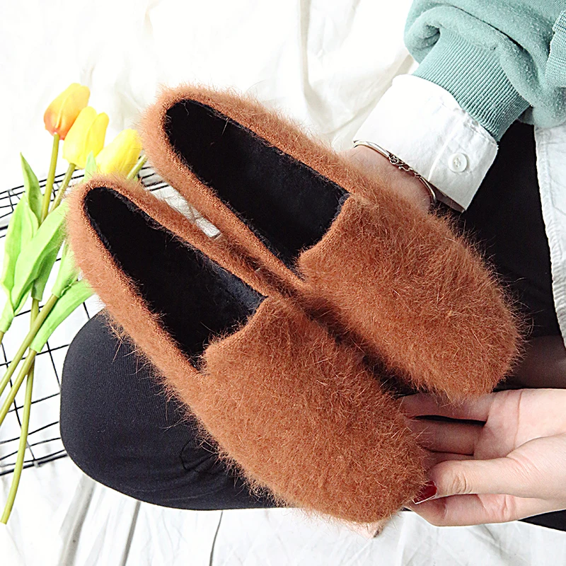 Зимняя женская обувь на плоской подошве Теплые слипоны Водонепроницаемые