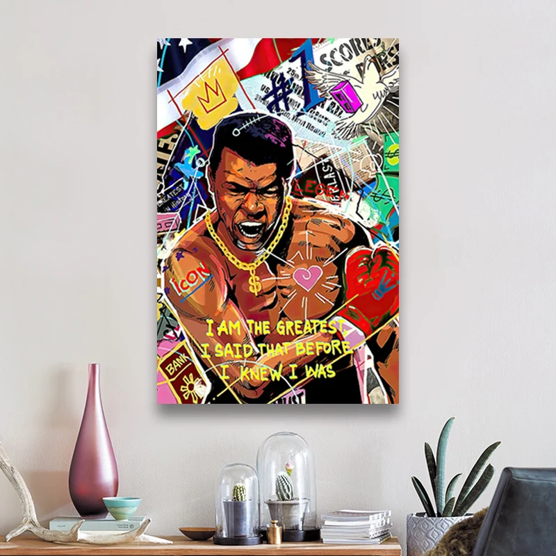 

Modern Pop Street Graffiti Art Boxing Boxer Canvas Painting Wall Art Posters Prints Wall Pictures for Living Room Home Cuadros