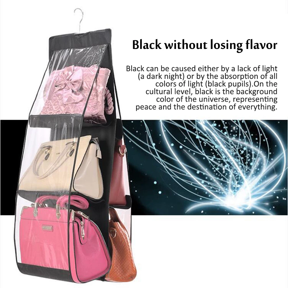 

6Pockets Hanging Tote Bag Storage Bag For Wardrobe Closet Storage Bag Door Wall Transparent Sundries Shoe Bag With Hanger Bag