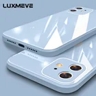 Квадратный чехол из закаленного стекла для телефона iPhone 12 11 Pro XS Max X XR, противоударный жидкий силиконовый чехол для iPhone 7 8 Plus SE 2020