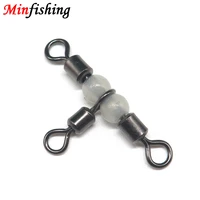 minfishing 10 pcslot swivel fishing 3 way rolling swivel with luminous beads lure accessories hook connector