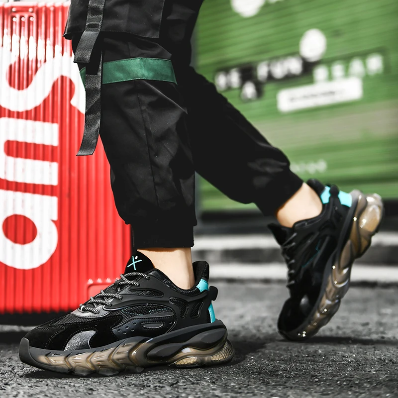

2020 New Fashion Men's Sneakers Breathable Running Shoes For Men Non-slip Thick bottom Trainers Street Style Man Casual Footwear