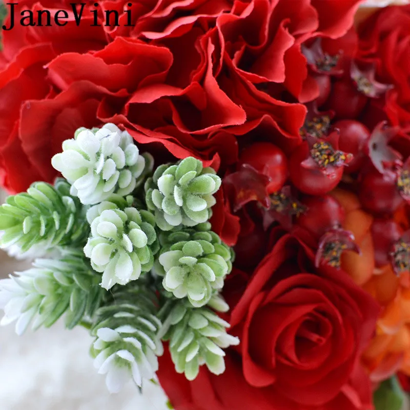 JaneVini букет из красных искусственных шелковых цветов для невесты розовых роз