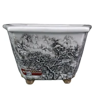 chinese old porcelain pastel flower pot with snowscape pattern