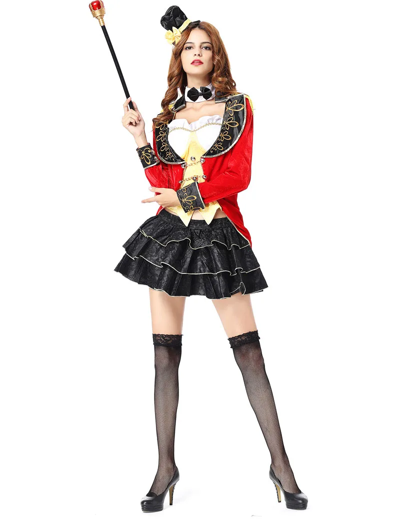 Сексуальный цирк лидер рингмастер костюм мага Для женщин забавные Косплэй