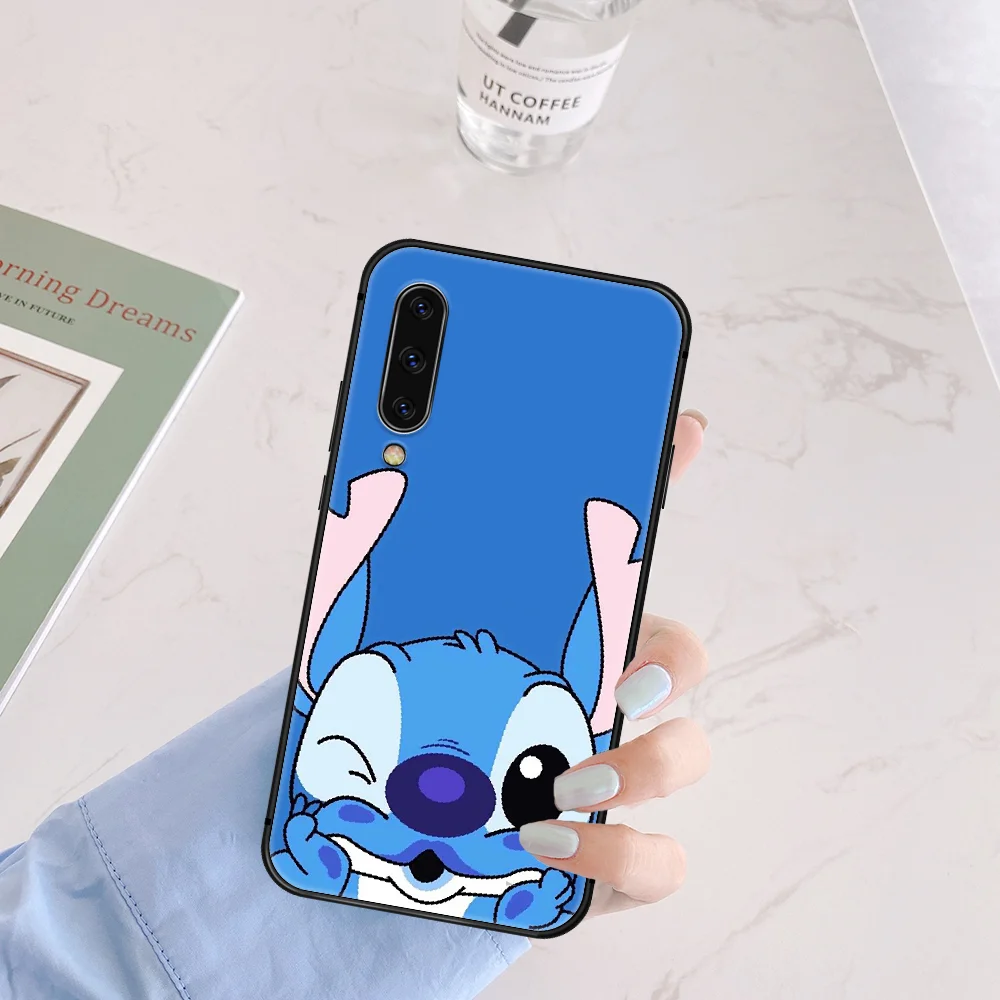 

Cute Cartoon Blue Stitch Phone Case Cover For Samsung Galaxy A7 8 10 20 20e 21 30 30S 31 41 50 50S 51 70 71 91 black Funda Soft