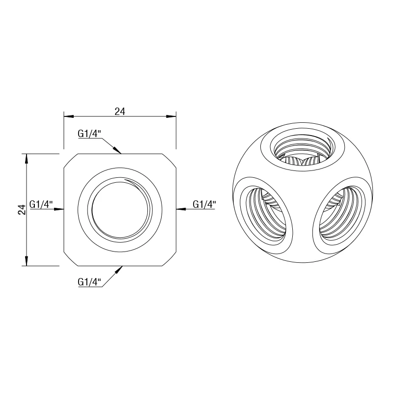 Бэрроу G1/4 &quotX 5 пятиходовой кубический разделитель чехол для компьютера с