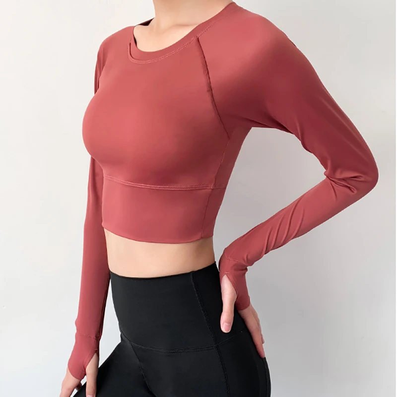 Сексуальная рубашка для йоги топ с открытым пупком спортивный Женская