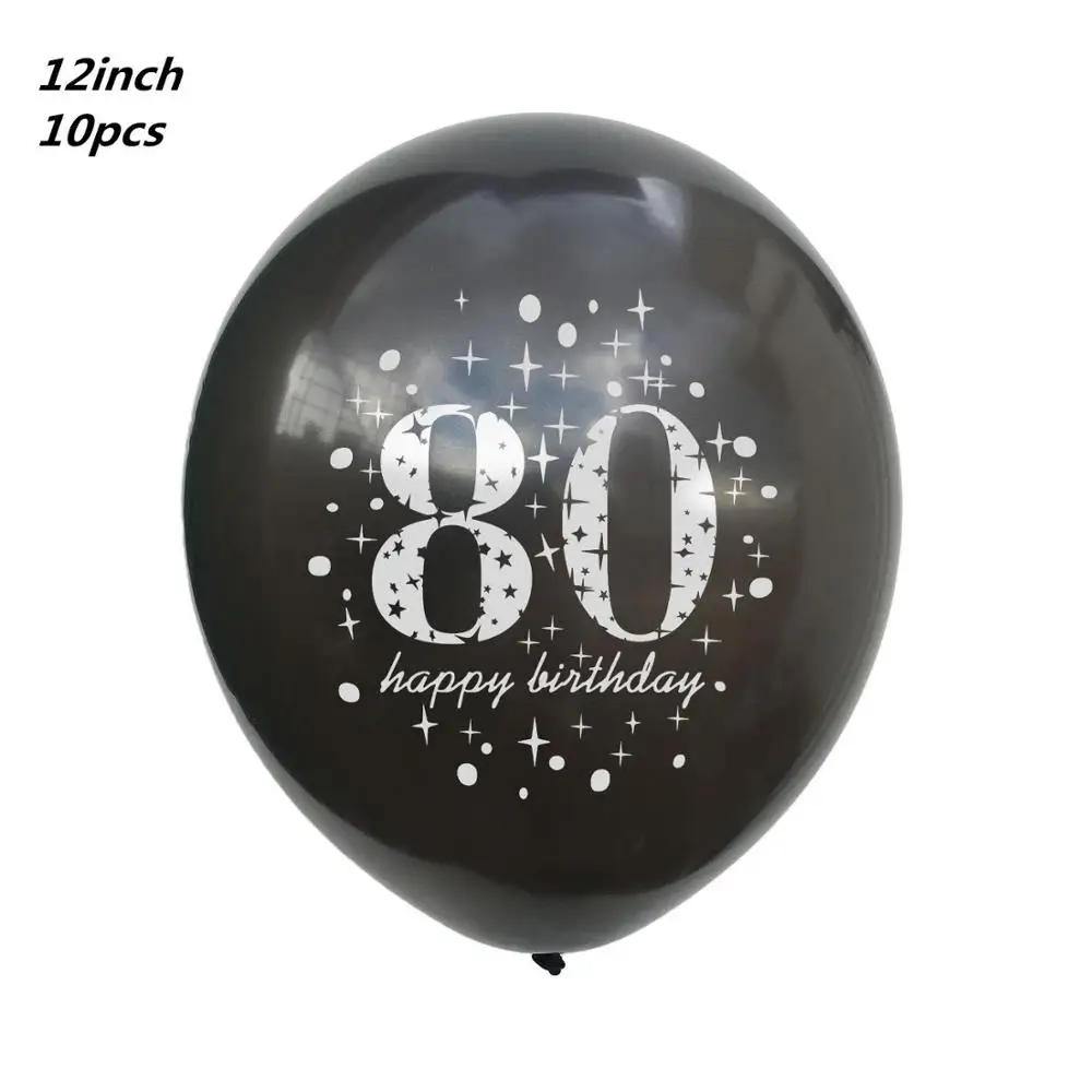 10pcs black 80 1" Золотые латексные воздушные шары черные 30 40 50 60 70 лет с днем рождения украшения для взрослых воздушные шары Cumpleanos Globos Balony - Цвет: 10pcs black 80