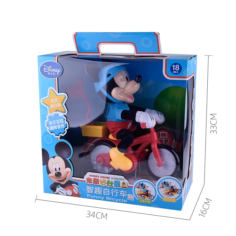 

Disney Mickey Mouse Toy Cartoons Riding Bicycle Figure Action Dazzling Music Electronic Bicycle Riding Robot Kids Xmas Joy Toys