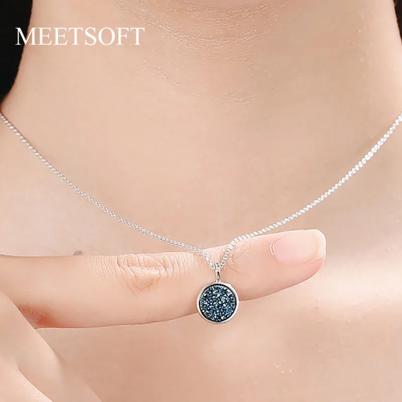 MEETSOFT ожерелье из тайского серебра с подвеской Минималистичная цепочка до ключиц