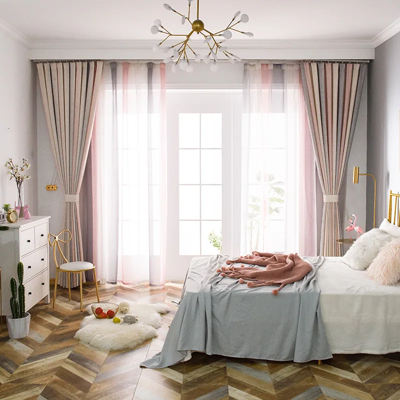 Горячая Распродажа новинка шторы для спальни из хлопковой смеси с серым