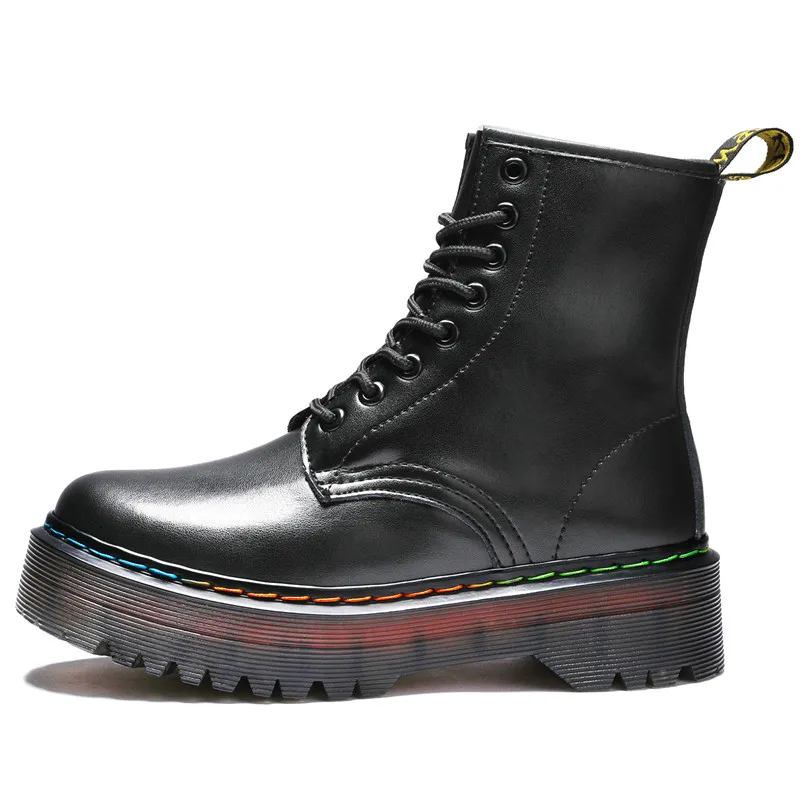 

Black Chunky Platform Ankle Boots Female 2020 Winter Gothic Punk Leather Shoes Woman Fashion White Motorcycle Boots Women