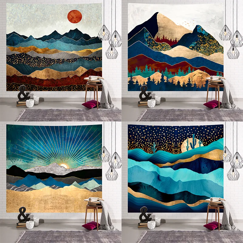 

INS Tapestry Mountain Peaks Scandinavian Style Oil Painting Wall Decoration Living Room Study Photo Shooting Background Fabric