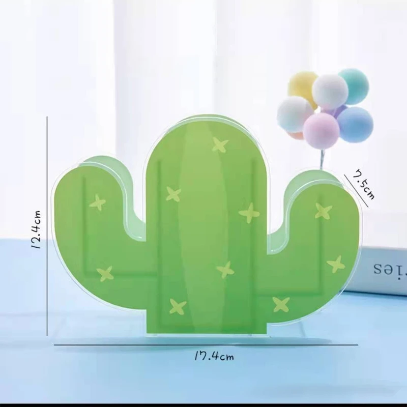 

Rainbow Cactus Shape Acrylic Pen Holder Cute Multi Compartments Pencil Box Kids Desktop Stationery Organizer for Home School