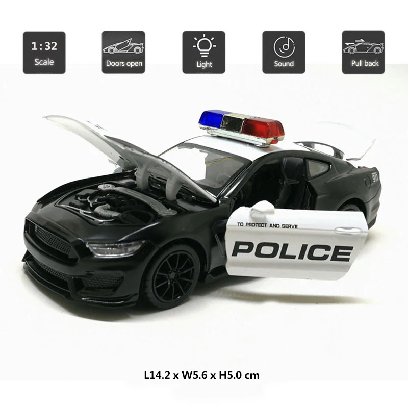 HOMMAT масштаб 1:32 Ford Shelby Mustang GT350 полиция 911 модели игрушечных автомобилей из сплава
