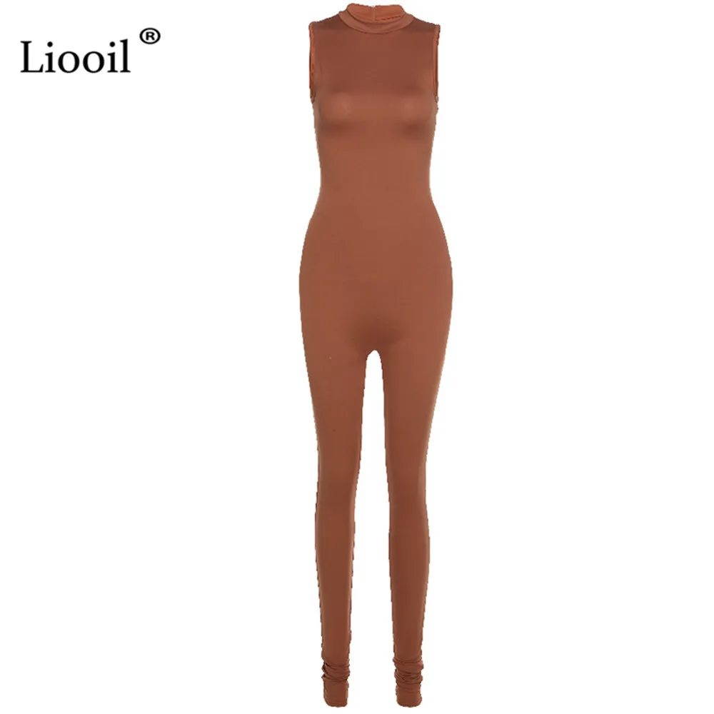 

Liooil Bodycon Jumpsuits for Women Sleeveless O Neck Skinny Romper Tight Jumpsuit High Waist Streetwear Sexy Outfits Summer 2021