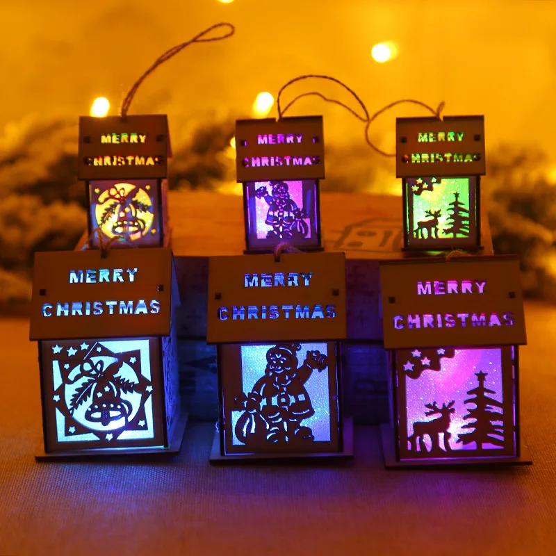 2 шт. веселый рождественский деревянный декоративный предмет со светодиодной