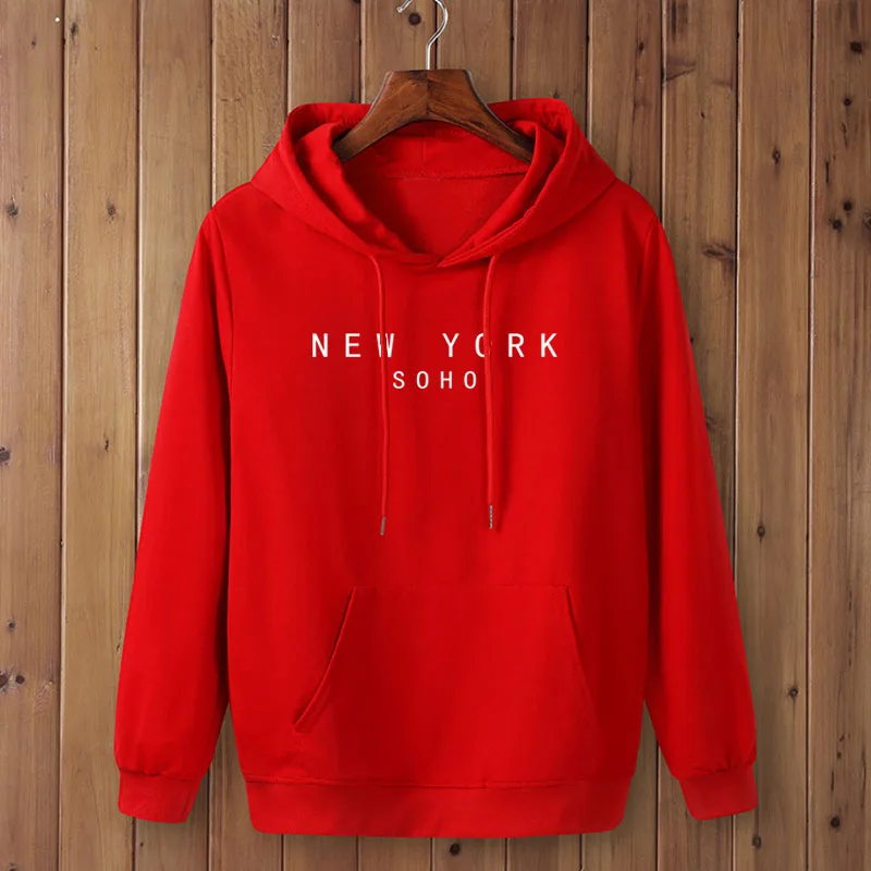 

New York Soho Letter print men Sweatshirt Hoody Casual Funny Sweatshirt For male Top Tee Hipster Black White Gray Drop Ship