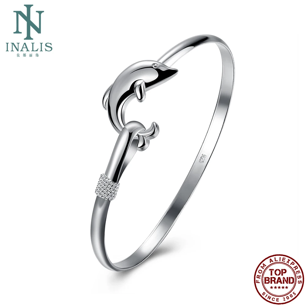 

INALIS Single line Animal Dolphin Bangles Women Offic OL Style White Classic Romantic Girl Bangle Birthday Gift Fashion Jewelry