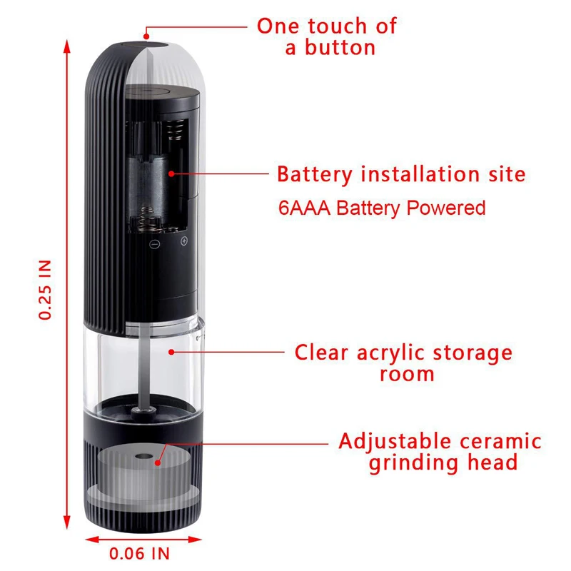 

2 Stuks Set Zout Pepermolen Keuken Spice Grinder Gereedschap Elektrische Tool Verstelbare Grofheid Koken Bbq Gereedschap