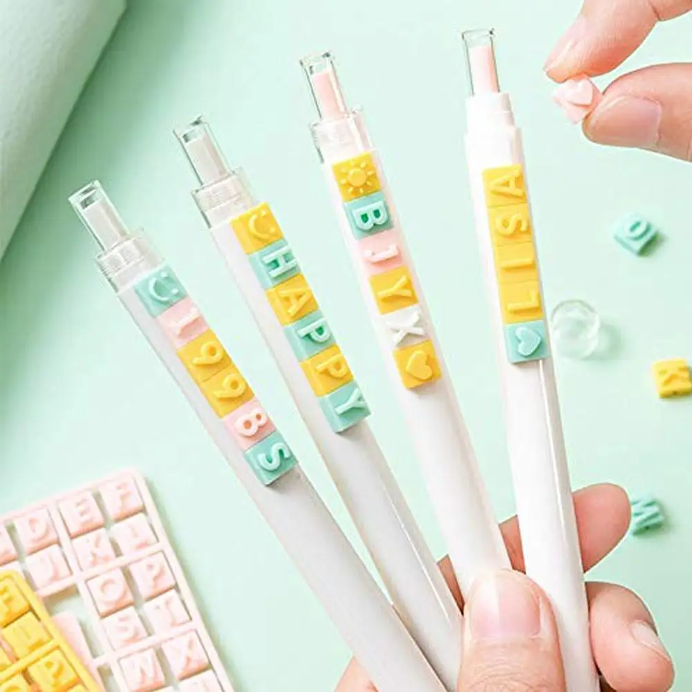 

Stitching Letters Funny Pen Set 0.5mm Creative DIY Gel Pen Press Ballpoint Pen For Student Writing School Stationery Supplies