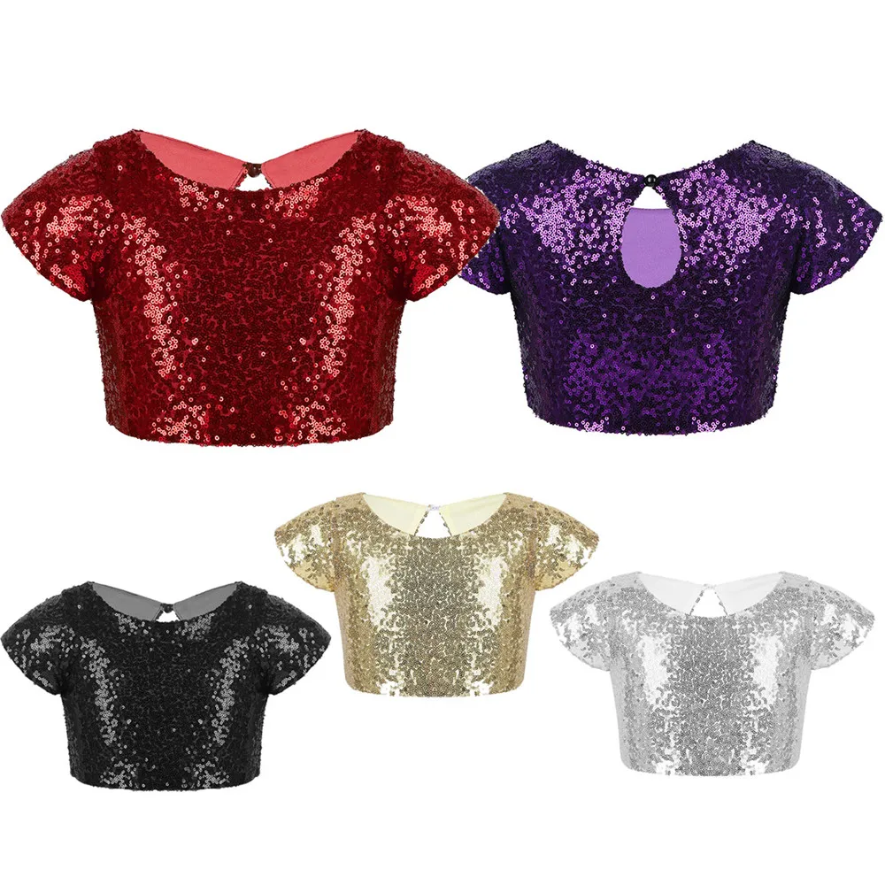 ChicTry/Детская блестящая Кепка с блестками для девочек Короткие топы рукавами дня