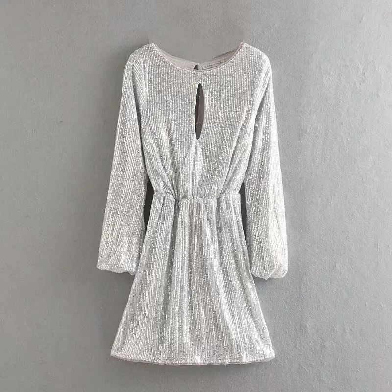 Новинка 2019 женское платье с длинными рукавами и открытой спиной высокой талией