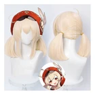 Парик для косплея Genshin Impact Klee, 45 см светильник Светло-золотистые термостойкие синтетические волосы, парики для косплея аниме на Хэллоуин + шапочка для парика