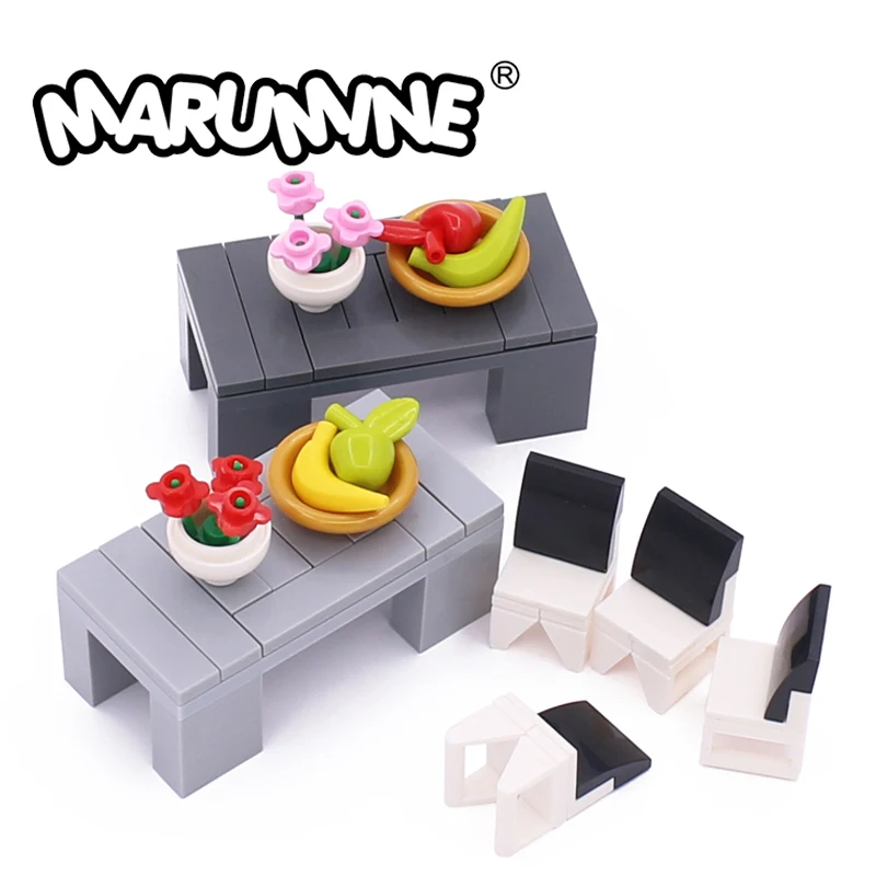 

Marumine Dining Table Set With Chair Building Bricks Parts Compatible Block Accessories Children Toys Mini Gifts For Christmas