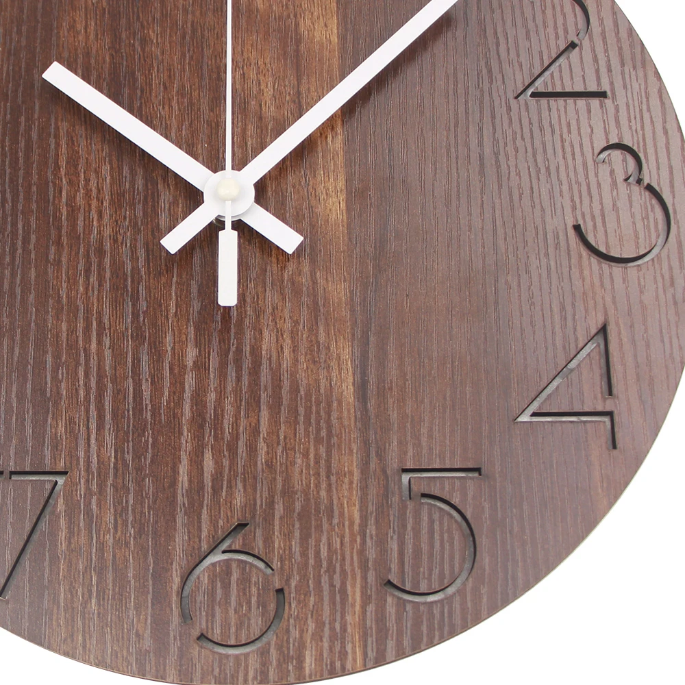 

Wall Clock Vintage Arabic Numeral Design Rustic Country Clocks Wooden Decor Round Wooden Wall Clock Mute Relogio De Parede