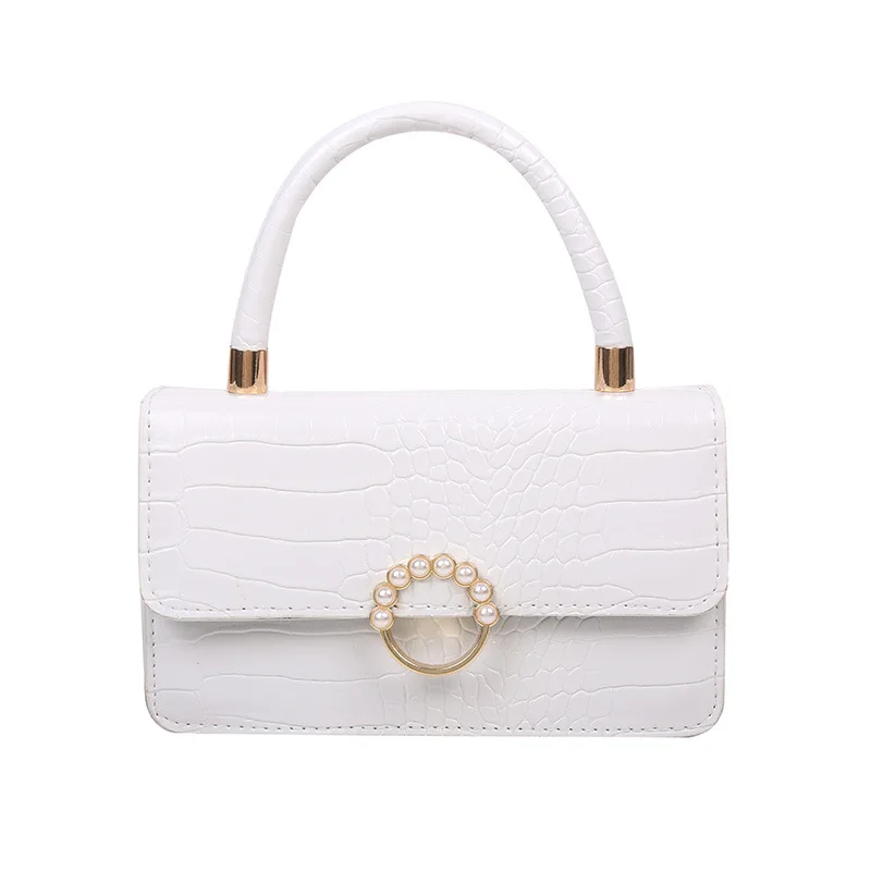 

Fashion pearl portable handbags new stone pattern single shoulder messenger bag ins western style chain small square bag tide