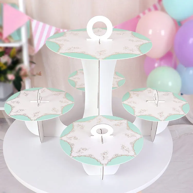 

3 Tier Cardboard Cake Stand Snack Pastry Dessert Tower Fruit Food Display Stand Cupcake Cake Holder Rack Birthday Party Supplies