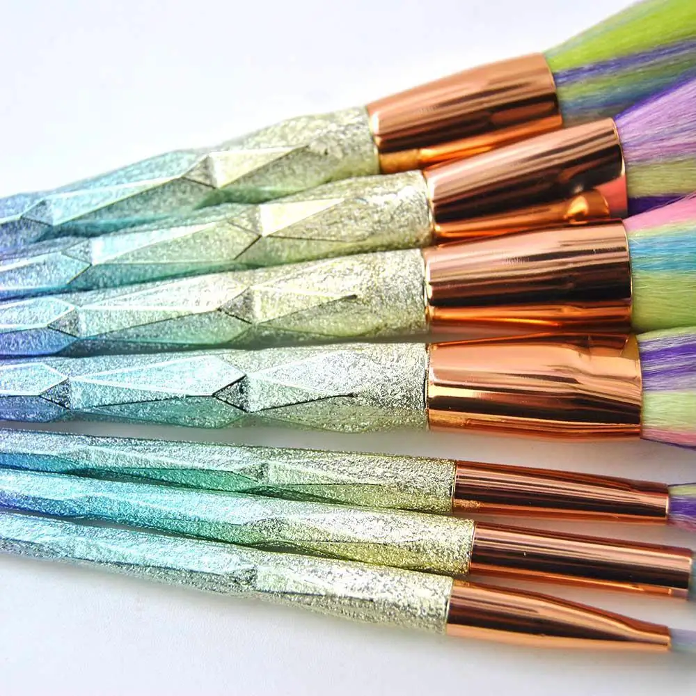 7 шт 3D блестящие алмазные кисти для макияжа с единорогом набор растушевки основы