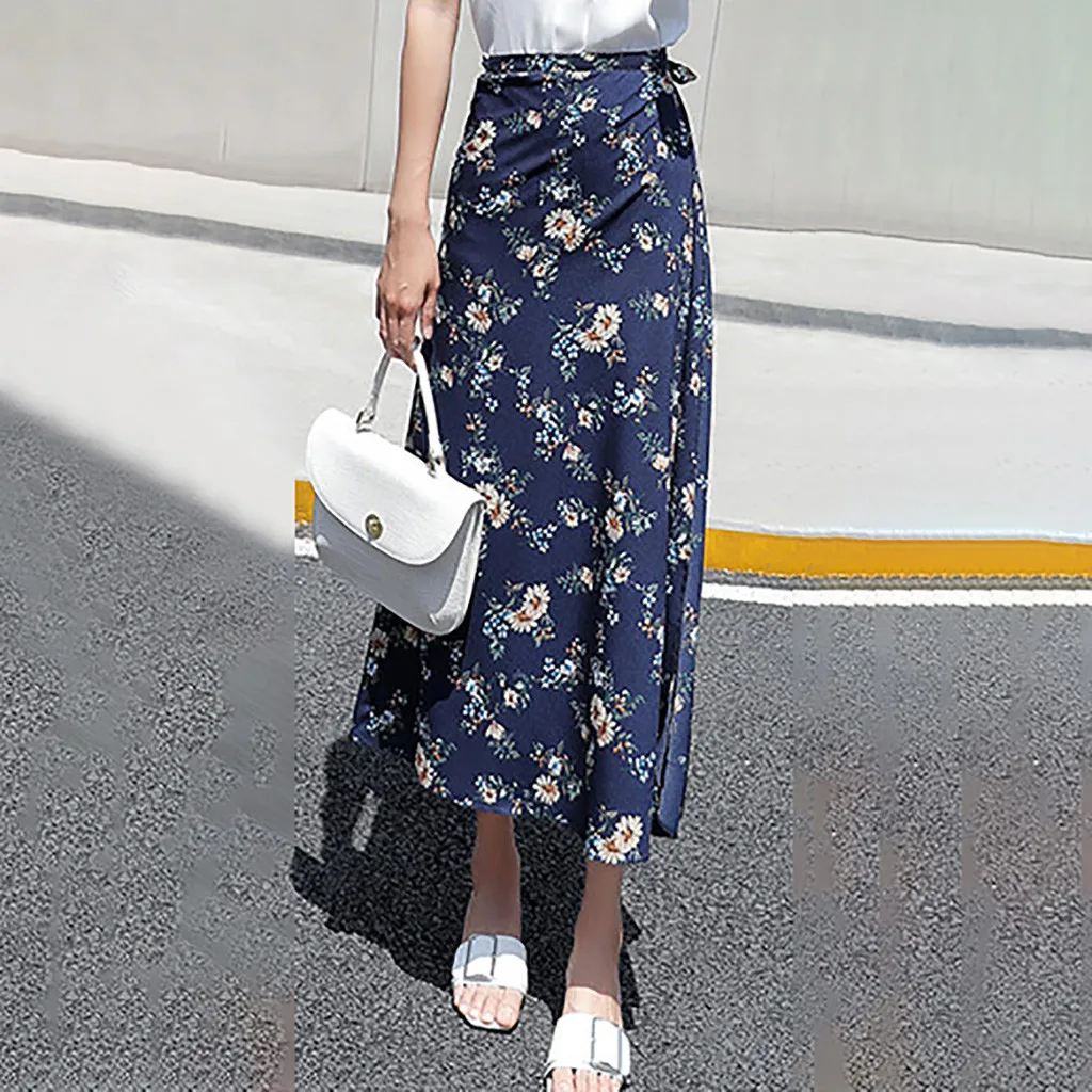 Летние длинные юбки для женщин элегантная длинная юбка с запахом женские макси