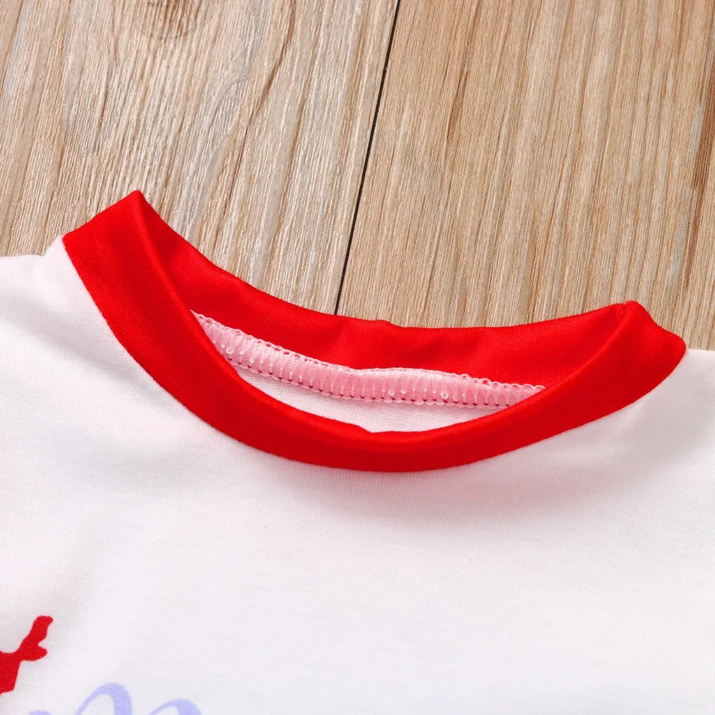 Рождественская одежда для малышей комбинезон с надписью и принтом оленя dziecko