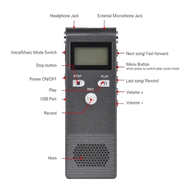 Профессиональный диктофон для голосового аудио 8 ГБ Mp3 музыкальный плеер звук