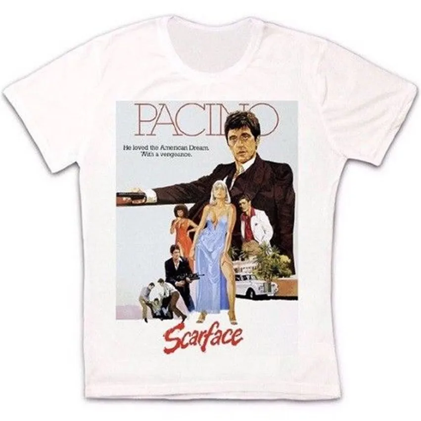 Scarface Al Pacino 80s фильм Ретро Винтаж хипстер унисекс футболка 323 Harajuku забавная |