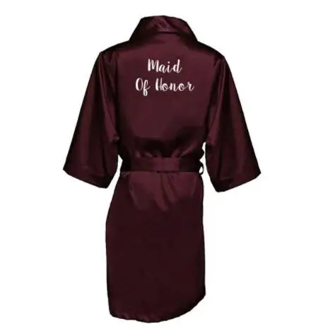 Атласное свадебное кимоно бордового цвета для невесты подружки невесты|Халаты| |