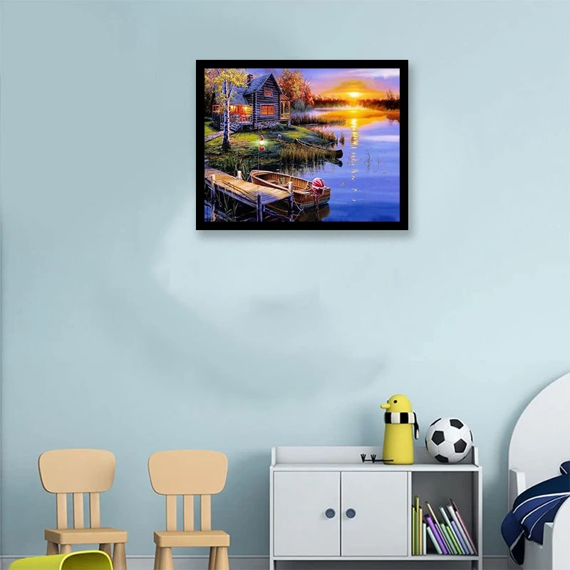 Sunset Village DIY Painting By Numbers Kit Modern Wall Art Picture Hand Painted for Home Decor Artworks | Дом и сад