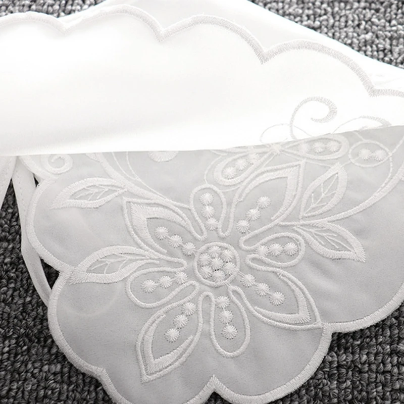 

Women Embroidery Floral Chiffon Fake Collar Shawl Wrap Decorative O-Neck Half Shirt Necklace Summer Short Poncho Capelet