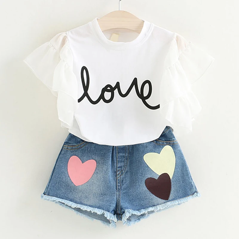 

Girls Summer Toddler Girls Clothes 2pcs Outfits Kids Clothing For Girls Tracksuit Suit For Girls Children Clothing B6830