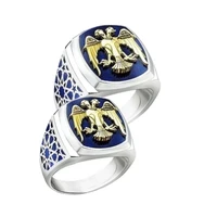 hot sale creativer exquisite gold color two tone enamel eagle rings for men hip hop punk style anniversary